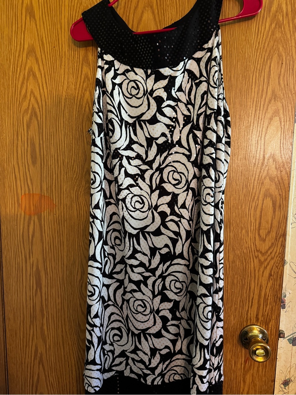 Black & White Floral A-Line Women's Dress